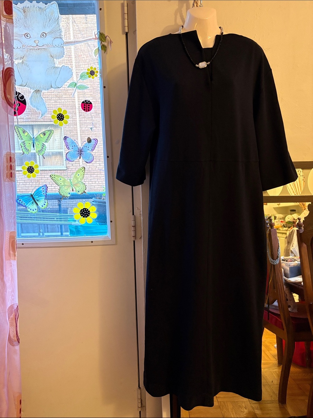 COS Black Maxi Dress with 3/4 Sleeves. Cotton